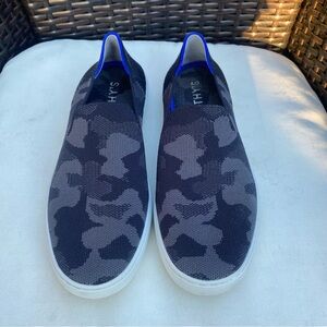 Rothy's The Original Slip On Sneakers Gray Black Knit Camo Women's Size 8.5